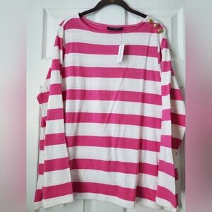 J. Crew Pink and White Striped Top